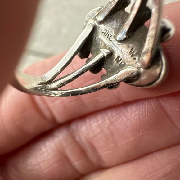 Vintage Native American Deep Turquoise Sterling Ring - Picture 8 of 10